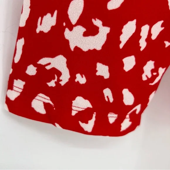 Andree By Unit Blazer Womens Small Red Cheetah Print Long Sleeve w/Roll Up Tabs - Picture 7 of 12